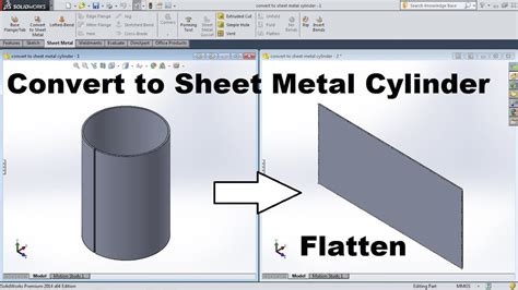 creating a curved sheet metal part in solidworks|SolidWorks sheet metal cylinder.